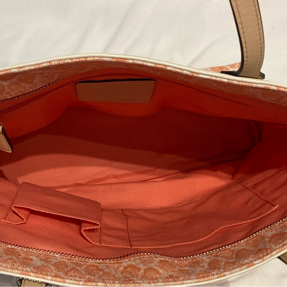 Coach Resort Tote Bag Canvas Pink Snake Print Cream Leather y2k F27783 - Picture 10 of 15